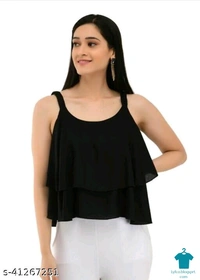 Product Name: *Aagam Superior  Tops & Tunics*Fabric: CrepeSleeve Length: SleevelessPattern: SolidMultipack: 1 - size- XS, colour- Yellow