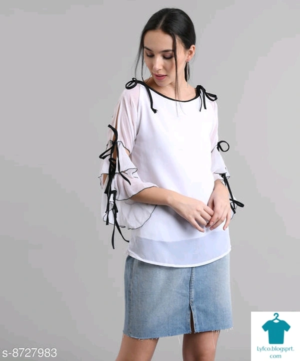 Product Name: *MASK+019 WHITE OFF SHOULDER KNOTES TOP*Fabric: GeorgetteSleeve Length: Three-Quarter SleevesPattern: SolidMultipack: 1 - size- XXL