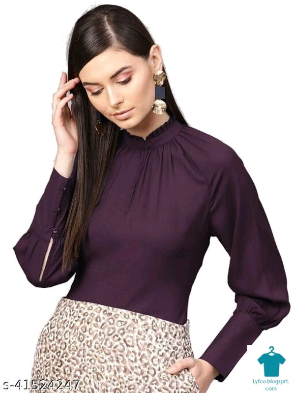 Product Name: *Pretty Fabulous Women Tops & Tunics*Fabric: PolyesterSleeve Length: Long SleevesPattern: SolidMultipack: 1 - size- L