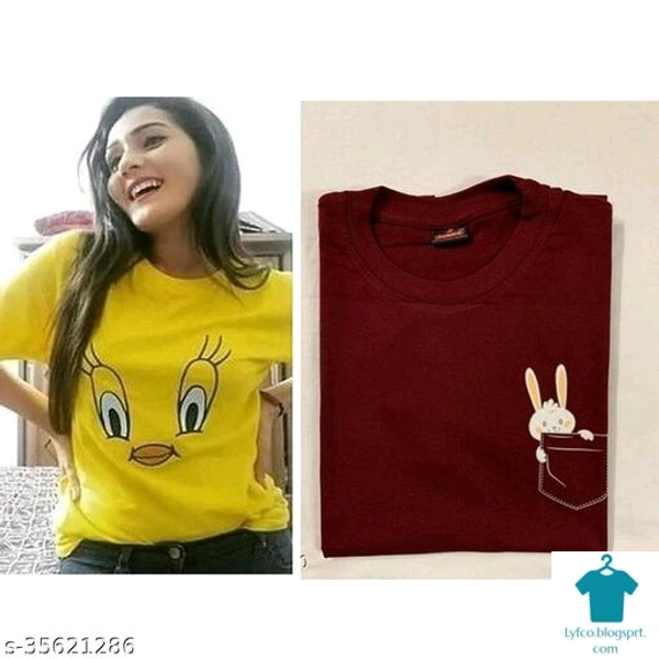 Product Name: *Fancy Women Cotton Tshirt(Pack of 2)*Fabric: CottonSleeve Length: Short SleevesPattern: PrintedMultipack: 2 - size- s