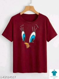 Product Name: *Fancy Fabulous Women Tshirts *Fabric: Cotton BlendSleeve Length: Short SleevesPattern: PrintedMultipack: 1 - colour- Maroon