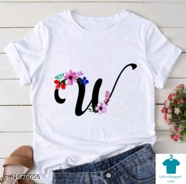 Product Name: *new design printed t shirt for woman *Fabric: CrepeSleeve Length: Short SleevesPattern: PrintedMultipack: 1 - size- M