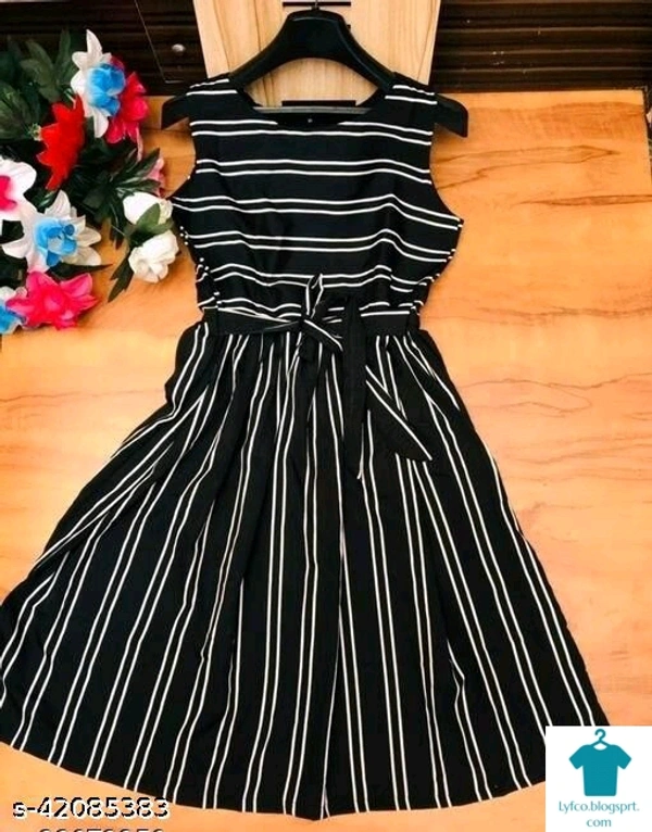 Product Name: *Stylus Women Dresses*Fabric: CrepeSleeve Length: SleevelessPattern: PrintedMultipack: 1 - size- L