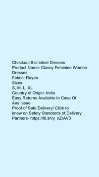 Product Name: *Classy Feminine Women Dresses*Fabric: Rayon - size- L