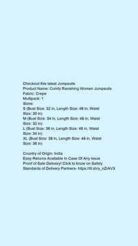 Product Name: *Fancy Retro Women Jumpsuits*Fabric: CrepeMultipack: 1 - size- M