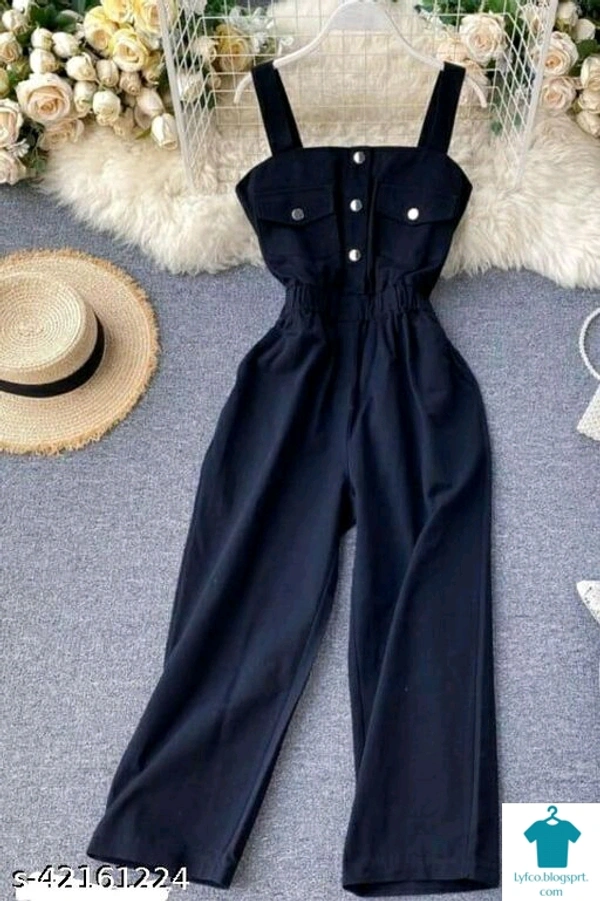 Product Name: *Trendy Latest Women Jumpsuits*Fabric: Cotton BlendSleeve Length: SleevelessPattern: SolidMultipack: 1 - size- s