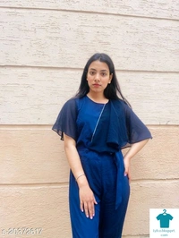 Product Name: *Stylish Partywear Women Jumpsuits*Fabric: CrepeSleeve Length: Three-Quarter SleevesPattern: SolidMultipack: 1 - size- XL