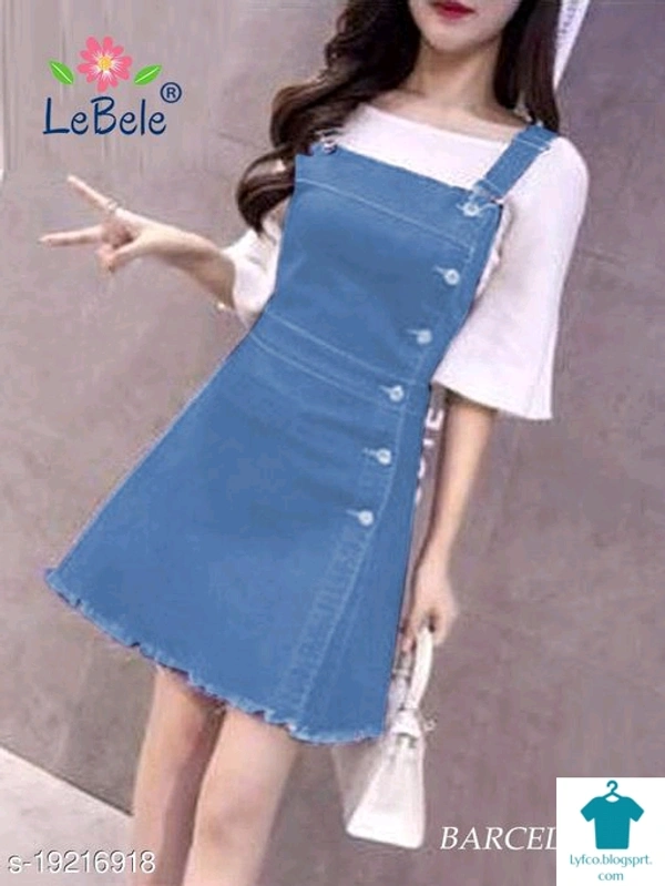 Product Name: *Wome DenimWestarn Pinafore Dress Single Piece Only*Fabric: DenimSleeve Length: SleevelessPattern: SolidMultipack: 1 - size- L