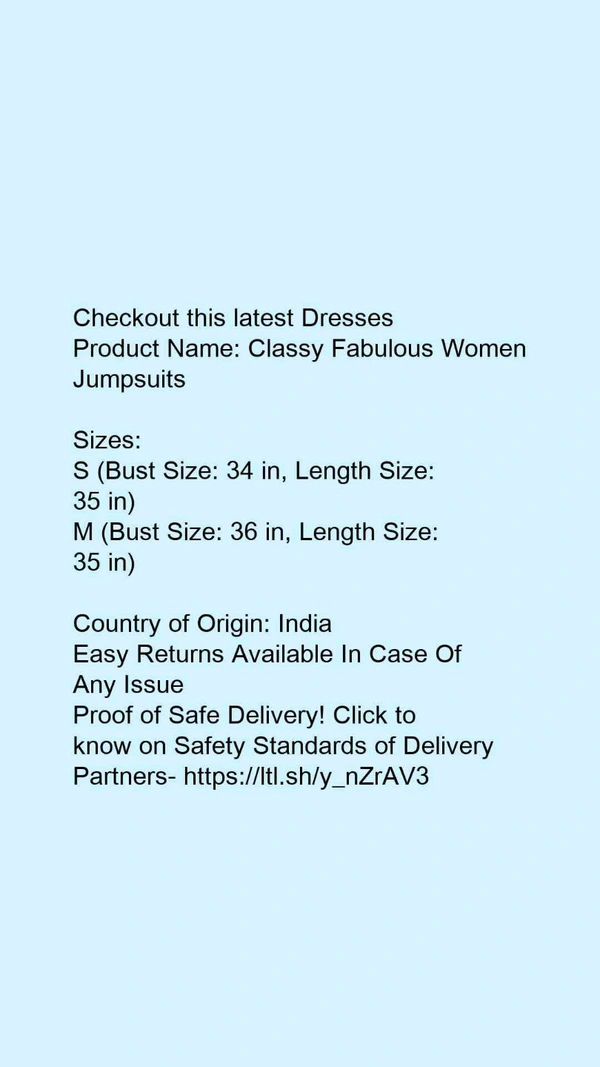 Product Name: *Classy Fabulous Women Jumpsuits* - size- M