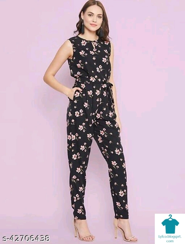 Product Name: *Pretty Glamorous Women Jumpsuits*Fabric: CrepeSleeve Length: Short SleevesPattern: PrintedMultipack: 1 - size- S