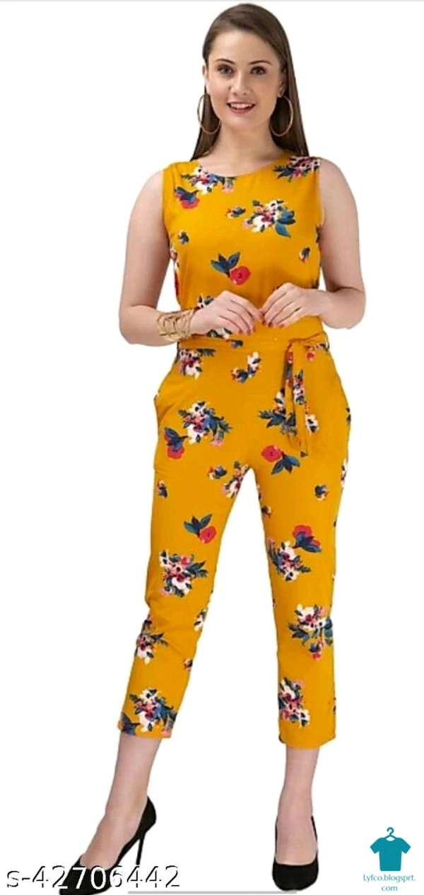 Product Name: *Comfy Fabulous Women Jumpsuits*Fabric: CrepeSleeve Length: Short SleevesPattern: PrintedMultipack: 1 - size-XXS