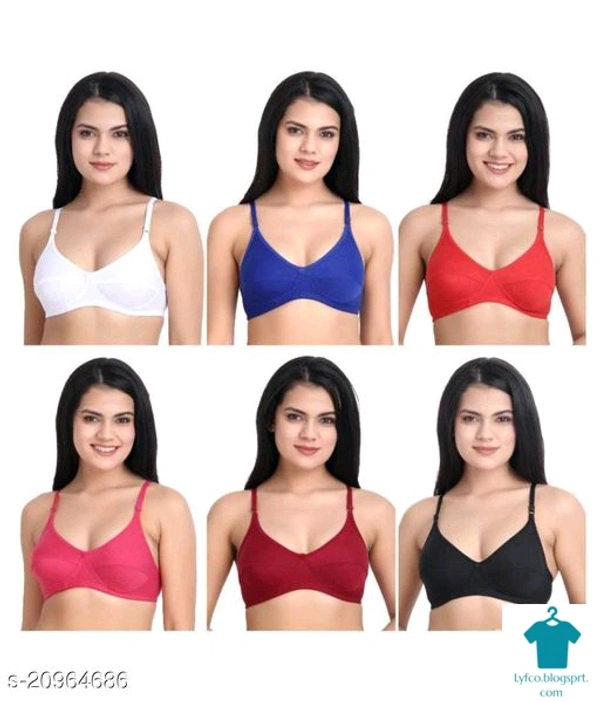 Product Name: *Women Non Padded Everyday Bra*Fabric: Cotton BlendPrint or Pattern Type: SolidPadding: Non PaddedType: Everyday BraSeam Style: SeamedMultipack: 6Add On: Hooks - 34A
