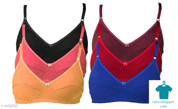 Product Name: *Women Non Padded Everyday Bra*Fabric: HosieryPrint or Pattern Type: SolidPadding: Non PaddedType: Everyday BraSeam Style: SeamedMultipack: 6 - 34A