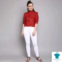 Product Name: *Women's foil printed rayon top *Fabric: RayonSleeve Length: Short SleevesPattern: PrintedMultipack: 1 - size- XL