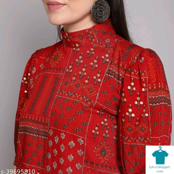 Product Name: *Women's foil printed rayon top *Fabric: RayonSleeve Length: Short SleevesPattern: PrintedMultipack: 1 - size- XL