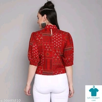 Product Name: *Women's foil printed rayon top *Fabric: RayonSleeve Length: Short SleevesPattern: PrintedMultipack: 1 - size- XL