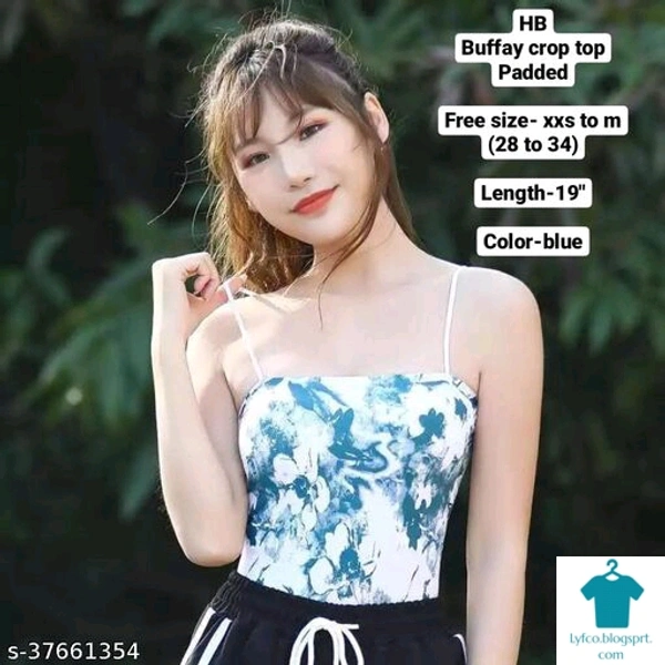 Product Name: *Buffay padded camisole / crop top by High-Buy- Free size (xxs/xs/s/m)-Blue*Fabric: Cotton BlendSleeve Length: SleevelessPattern: Dyed/ WashedMultipack: 1 - Free size