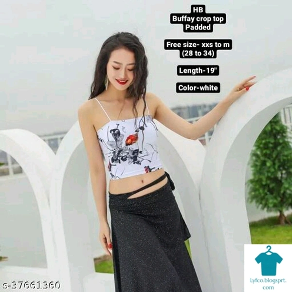 Product Name: *Buffay padded camisole / crop top by High-Buy- Free size (xxs/xs/s/m)- White*Fabric: Cotton BlendSleeve Length: SleevelessPattern: PrintedMultipack: 1 - size- Free size