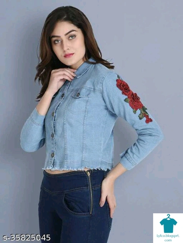 Product Name: *Comfy Retro Women Jackets & Waistcoat*Fabric: DenimSleeve Length: Long SleevesPattern: Self-DesignMultipack: 1 - size- XL