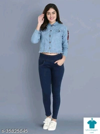 Product Name: *Comfy Retro Women Jackets & Waistcoat*Fabric: DenimSleeve Length: Long SleevesPattern: Self-DesignMultipack: 1 - size- XL
