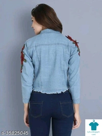 Product Name: *Comfy Retro Women Jackets & Waistcoat*Fabric: DenimSleeve Length: Long SleevesPattern: Self-DesignMultipack: 1 - size- XL