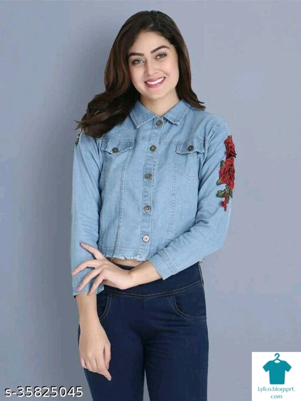 Product Name: *Comfy Retro Women Jackets & Waistcoat*Fabric: DenimSleeve Length: Long SleevesPattern: Self-DesignMultipack: 1 - size- XL