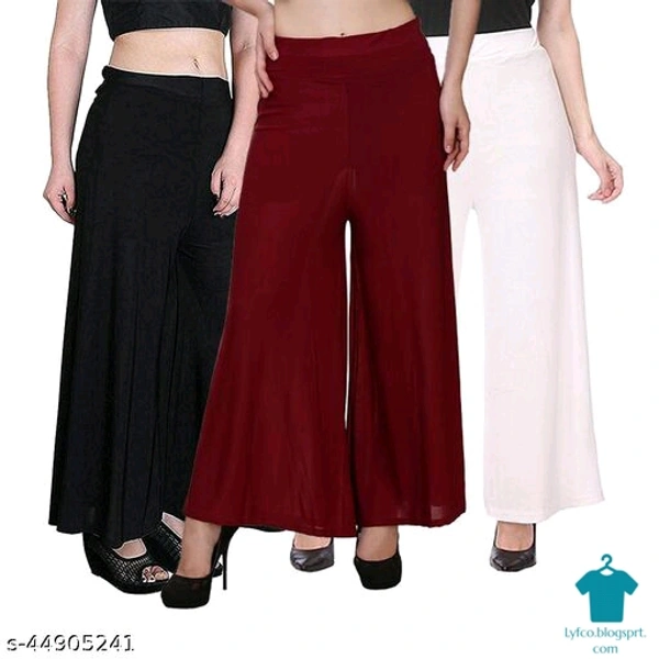 Product Name: *Stylish Fabulous Women Palazzos*Fabric: LycraPattern: SolidMultipack: 3 - size- 38