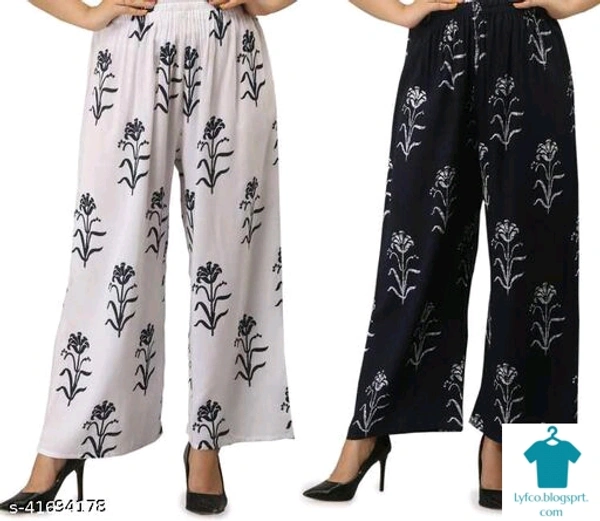 Product Name: *Ravishing Fabulous Women Palazzos*Fabric: RayonPattern: PrintedMultipack: 2 - size- 34