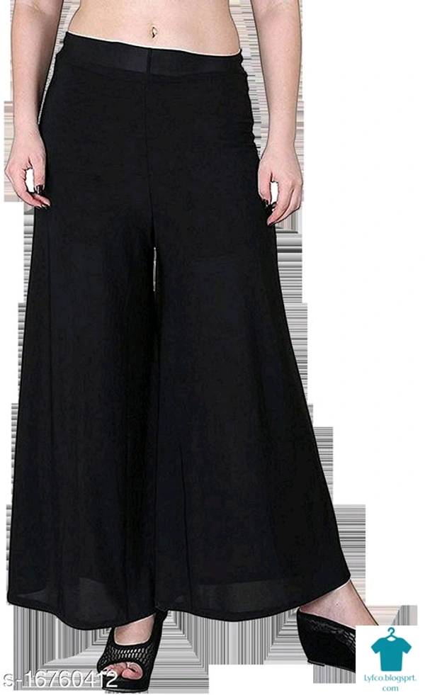 Product Name: *Lets Shine stylish casual wear palazzo pant for females,Black,Blue & Pink Color Free Size (Combo Pack of 3)*Fabric: PolycottonPattern: SolidMultipack: 3 - size- 34