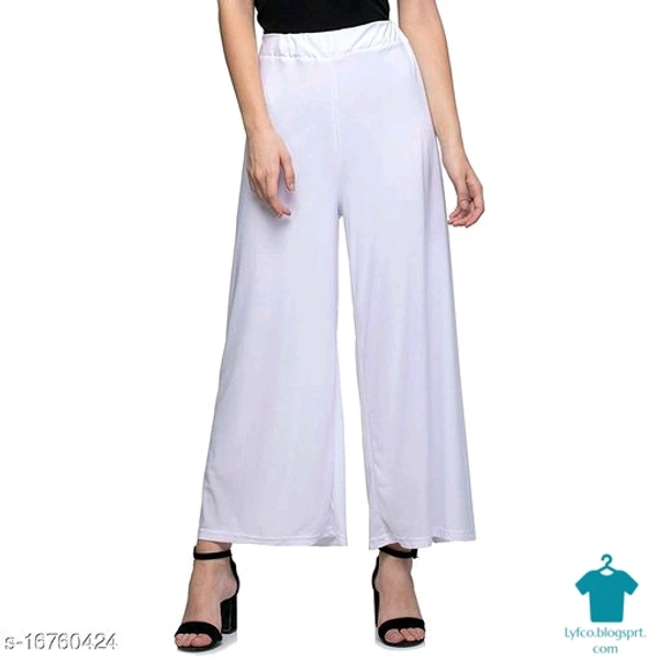 Product Name: *Lets Shine stylish casual wear palazzo pant for females,Black,White & Blue Color Free Size (Combo Pack of 3)*Fabric: PolycottonPattern: SolidMultipack: 3 - size- 34