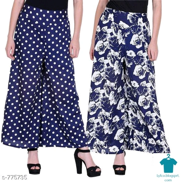 Product Name: *Trendy Printed Palazzos ( Pack Of 2)*Fabric: Crepe  - Size- XXL