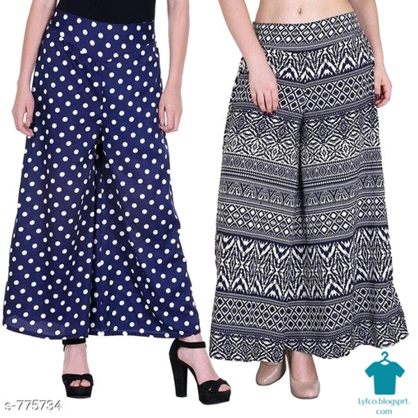Product Name: *Trendy Printed Palazzos ( Pack Of 2)*Fabric: Poly Crepe - size- S