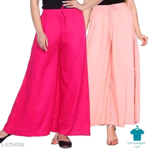 Product Name: *Fancy Solid Rayon Women's Palazzos(Pack of 2)*Fabric: Rayon - size- 32