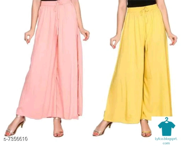 Product Name: *Women's Solid Pack of 2 Palazzo*Fabric: RayonPattern: SolidMultipack: 2 - size- 40