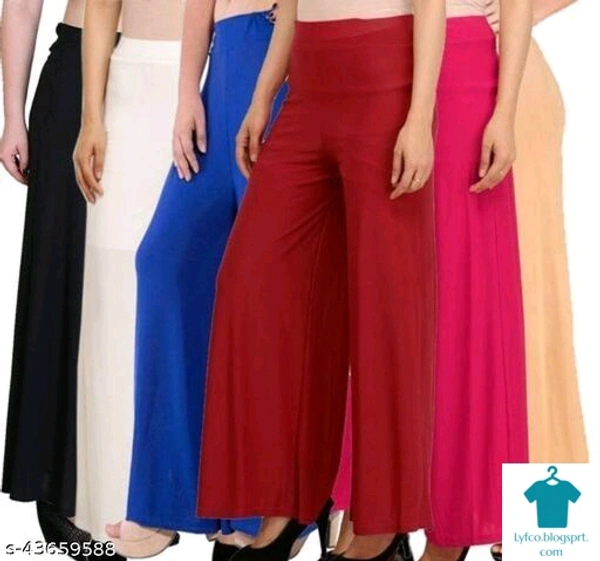 Product Name: *Ravishing Modern Women Palazzos*Fabric: CottonPattern: SolidMultipack: 5 - size- 40