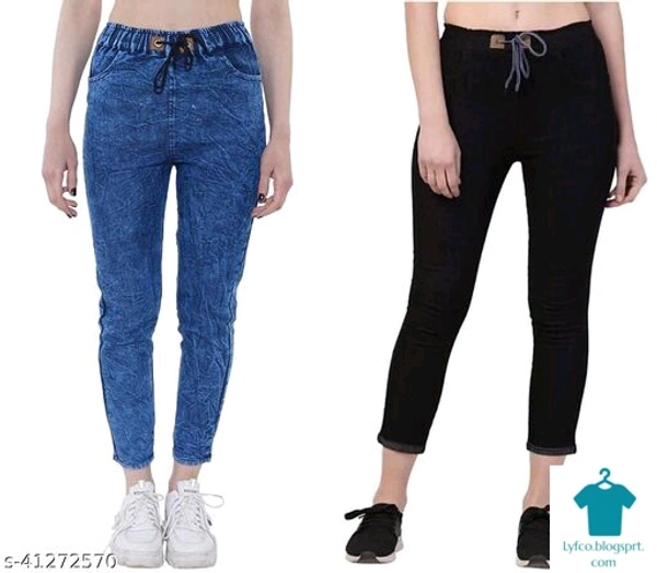 Product Name: *Flying Slim Fit Women Blue & Black Jeans For Girls ( Combo Pack Of 2 ) *Fabric: DenimMultipack: 2 - size- 36