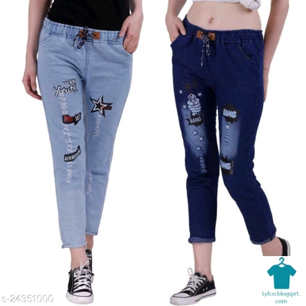 Product Name: *Comfy Fashionable Women Jeans*Fabric: DenimSurface Styling: PrintedMultipack: 2 - size- 32