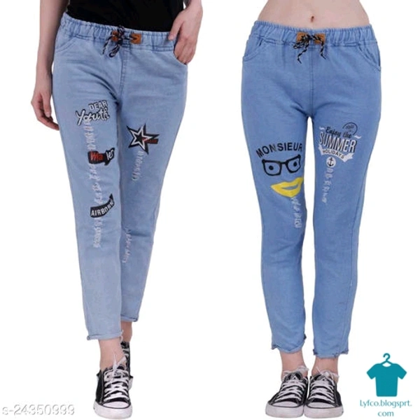 Product Name: *Fancy Fabulous Women Jeans*Fabric: DenimSurface Styling: PrintedMultipack: 2 - size- 28