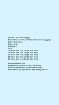 Product Name: *Fashionable Fashionista Women Jeggings*Fabric: Cotton BlendPattern: SolidMultipack: 1 - colour- Dark blue, size- 26