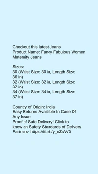 Product Name: *Fancy Fabulous Women Maternity Jeans* - size- 30