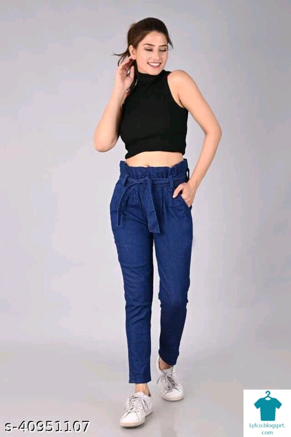 Product Name: *Comfy Elegant Women Jeans*Fabric: DenimSurface Styling: Tie-UpsMultipack: 1 - colour- Dark blue, size- 26