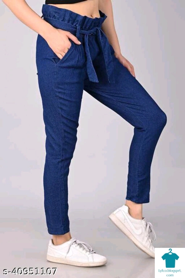 Product Name: *Comfy Elegant Women Jeans*Fabric: DenimSurface Styling: Tie-UpsMultipack: 1 - colour- Light blue