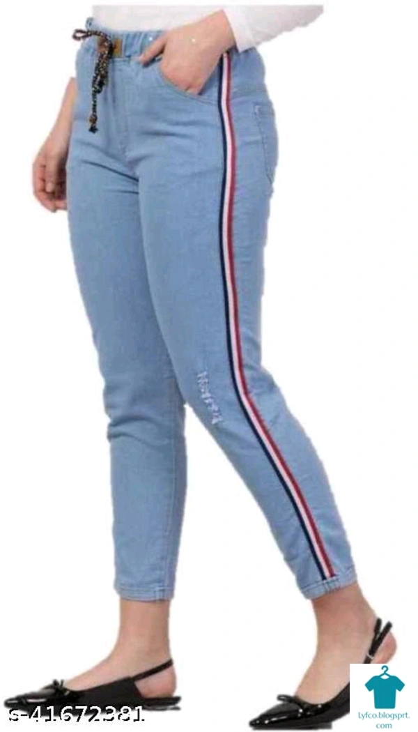 Product Name: *Fancy Partywear Women Jeans*Fabric: DenimSurface Styling: Side TapingMultipack: 1 - size- 28