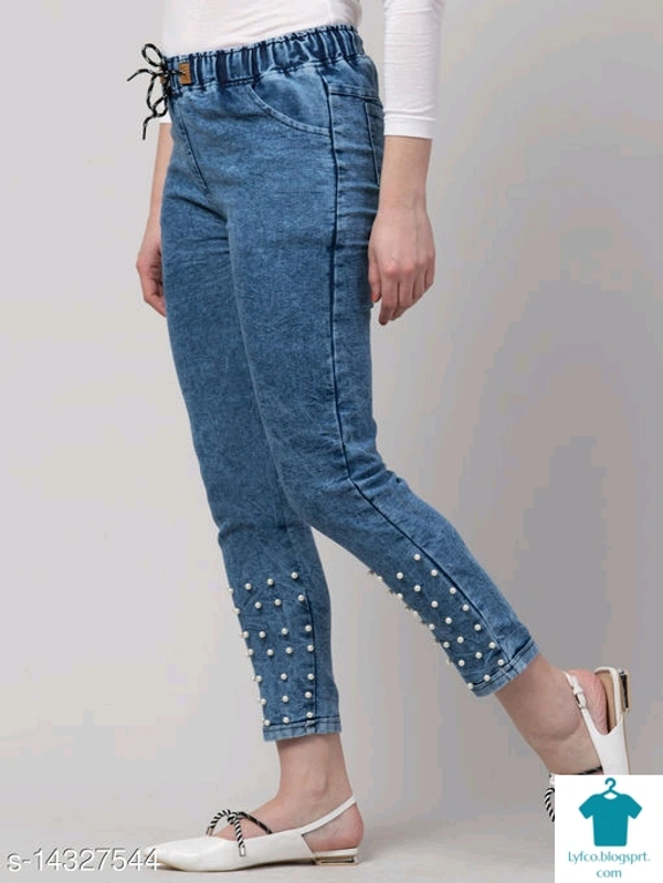 Product Name: *Kyla Exclusive Joggers Bottom Pearl Blue Jean For Women*Fabric: DenimMultipack: 1 - size- 34
