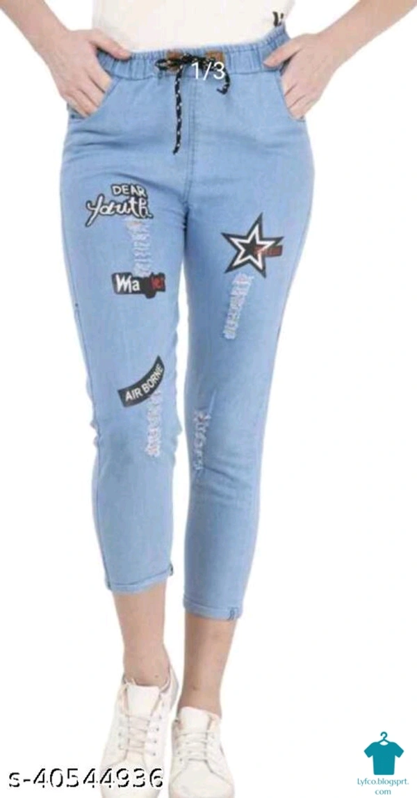 Product Name: *Classy Partywear Women Jeans*Fabric: DenimSurface Styling: PrintedMultipack: 1 - size- 26