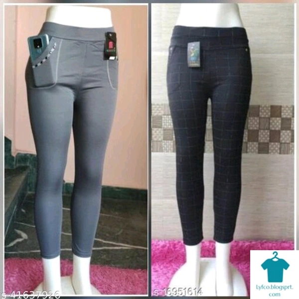 Product Name: *Elegant Fashionista Women Jeggings*Fabric: Cotton BlendPattern: CheckedMultipack: 2 - size- 34