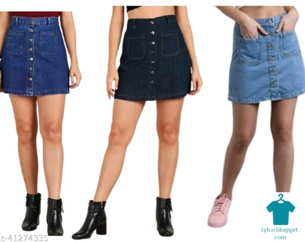 Product Name: *Gorgeous Unique Women Western Skirts*Fabric: DenimPattern: SolidMultipack: 3 - size- 34