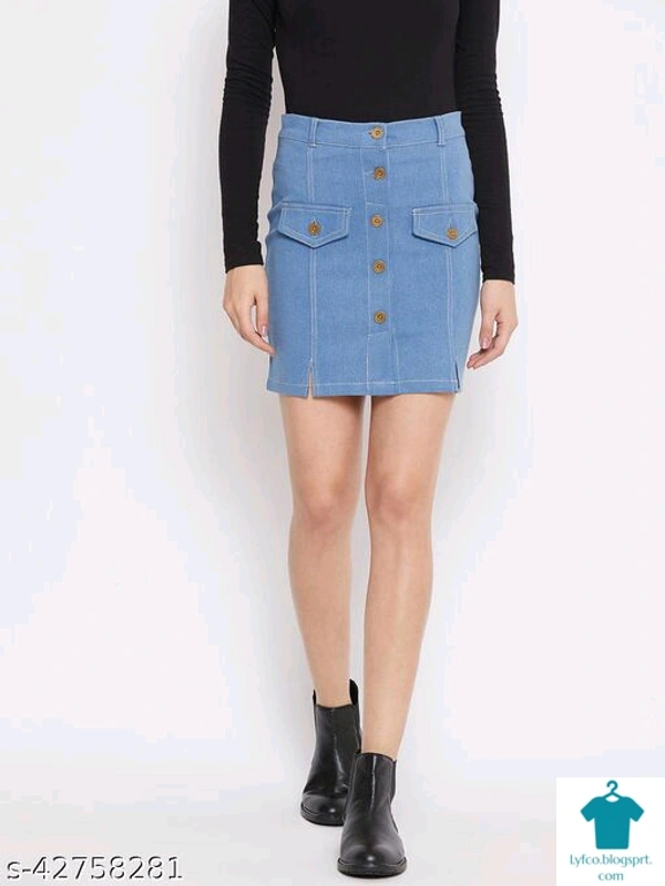 Product Name: *Women's Casual Skirt*Fabric: DenimPattern: SolidMultipack: 1 - size- 28