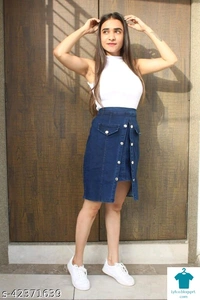 Product Name: *Casual Fabulous Women Western Skirts*Fabric: DenimPattern: SolidMultipack: 1 - size- 30