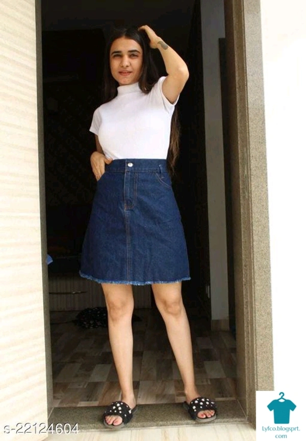 Product Name: *Fancy Unique Women Western Skirts*Fabric: DenimPattern: SolidMultipack: 1 - Colour- Blue, size- 30